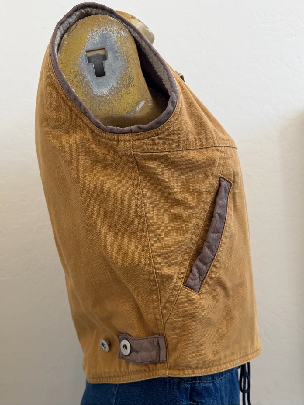 Y2K Vintage Early Winters Sherpa Lined Organic Cotton Canvas Vest size XS - Picture 5 of 15